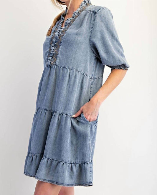 Easel - Washed Denim Mini Dress