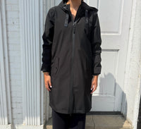 NIKKI JONES Long Lightweight Raincoat With Hood in black - women's jacket