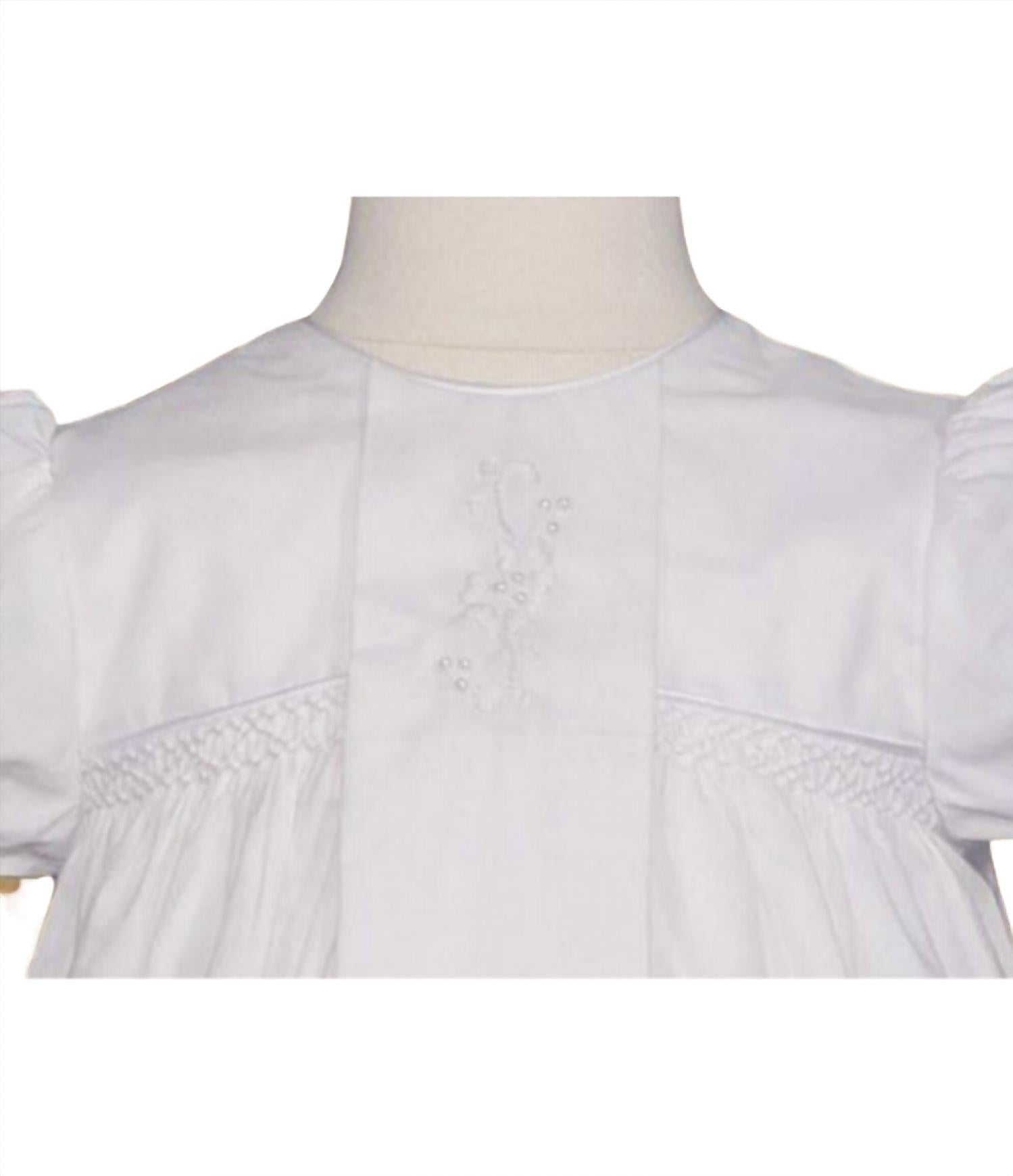 Little Things Mean a Lot Kid's Victorian Style Christening Baptism Gown in white - kids' dress - detail view