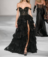 Sherri Hill - Ruffle Tiered Evening Dress