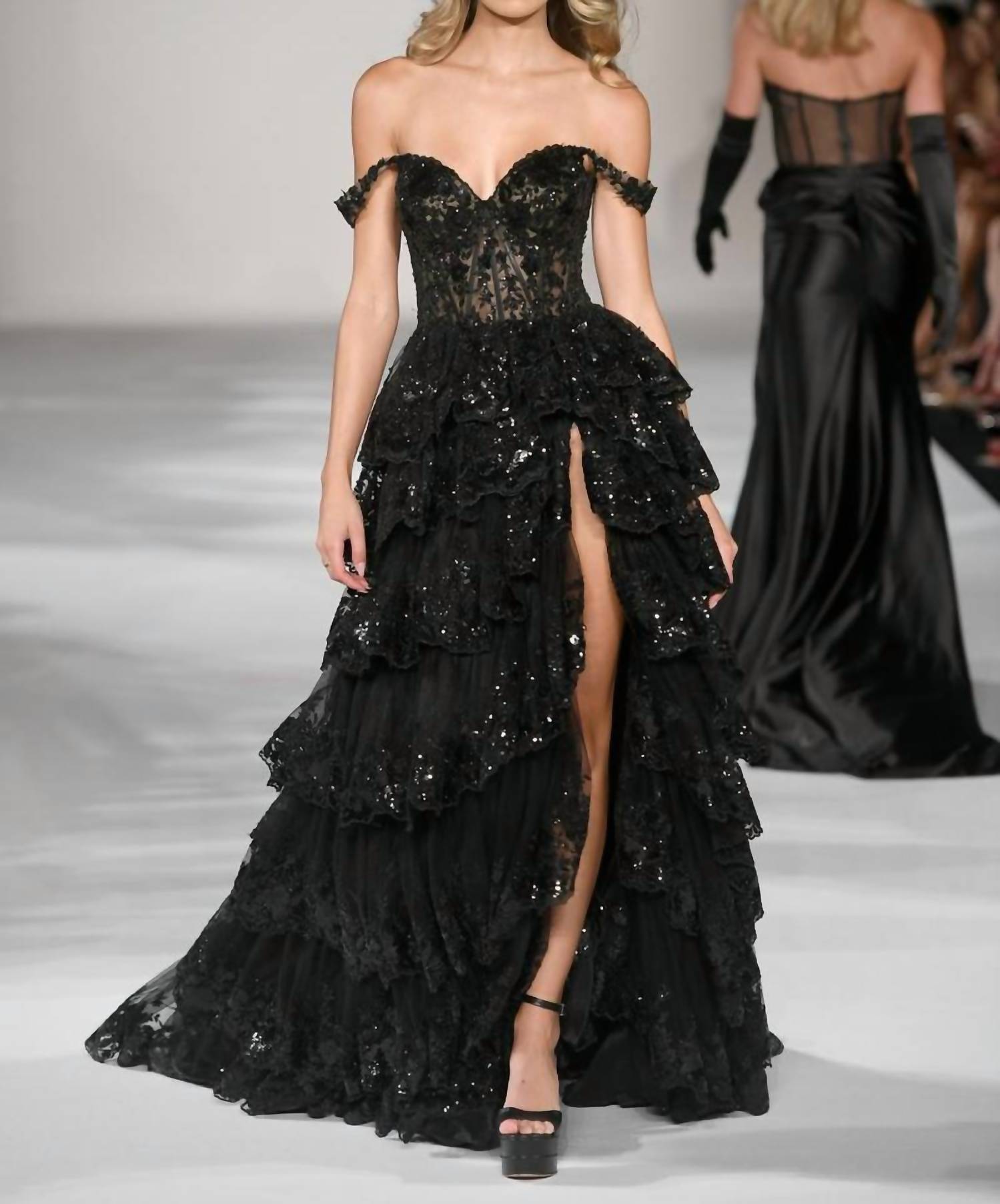 Sherri Hill - Ruffle Tiered Evening Dress