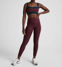 BEYOND YOGA Spacedye Horizon Colorblock Bra in midnight burgandy nocturnal navy heather - women's intimate - view 4