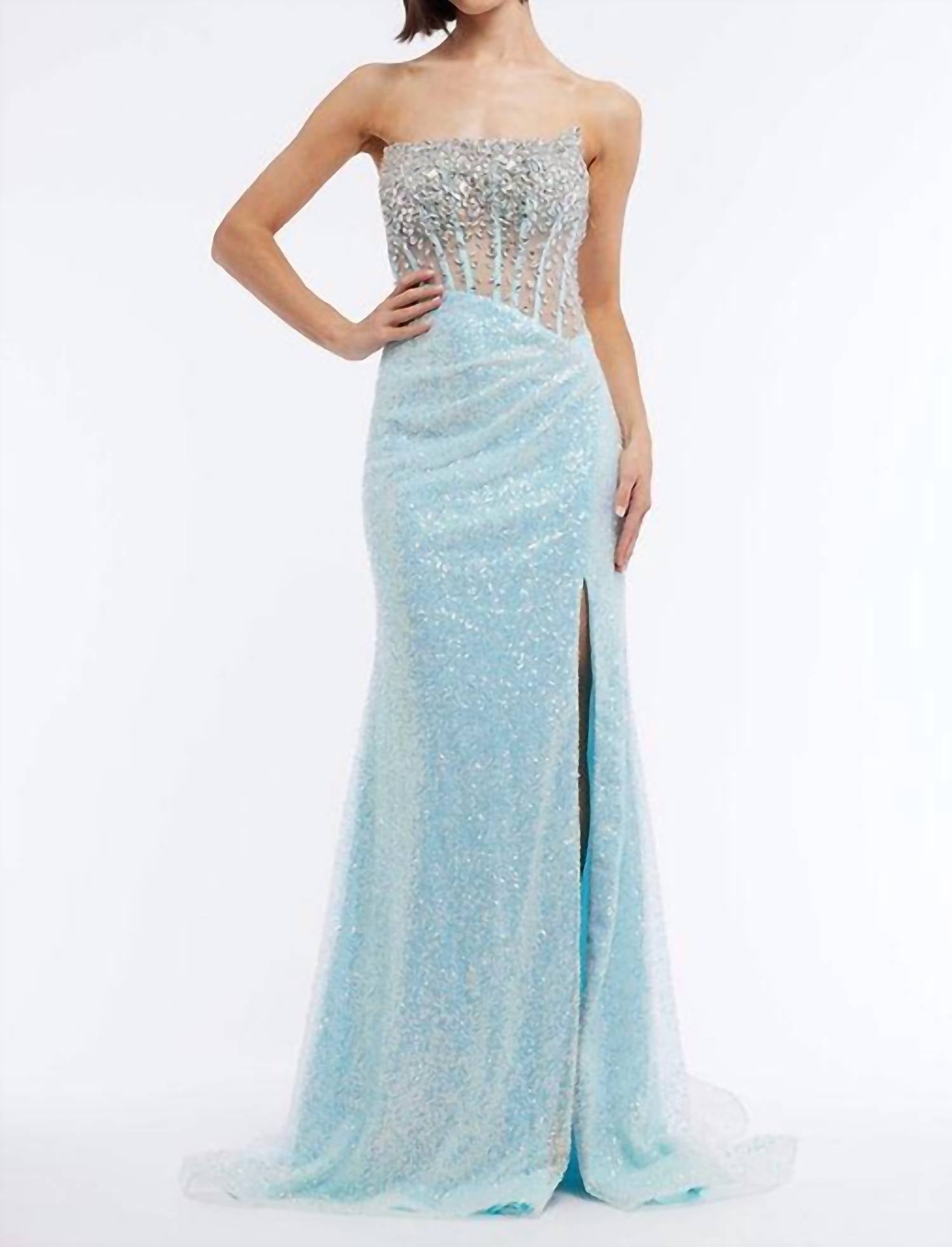 Vienna Prom - Sheer Corset High Slit Long Dress