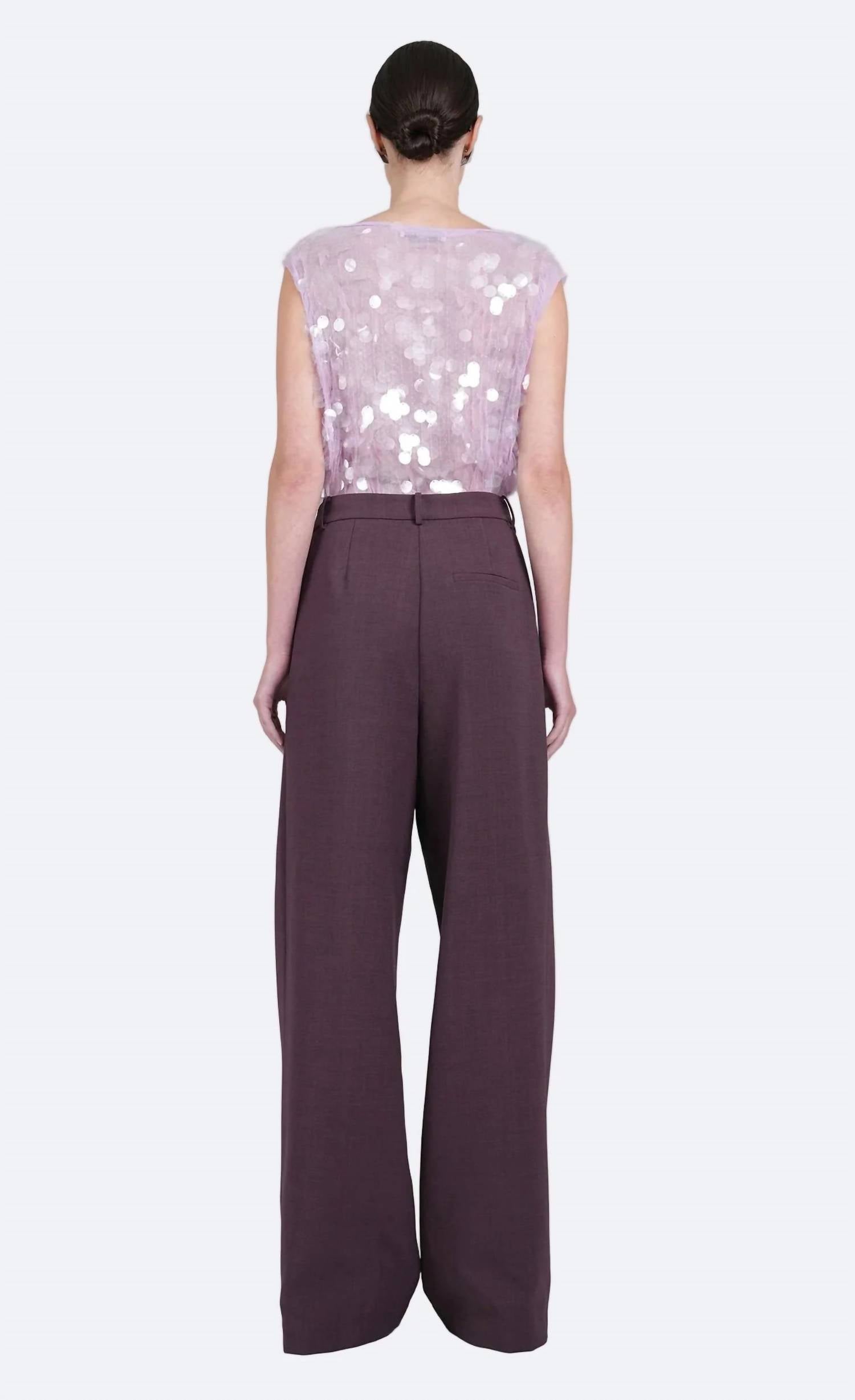 Nonchalant Label Monroe High-waisted Trouser Pant in plum - women's pants - alternate view