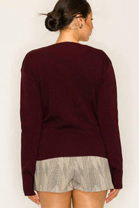 Dripsen - Two-tone Knit Top With Draped Contrast Detail