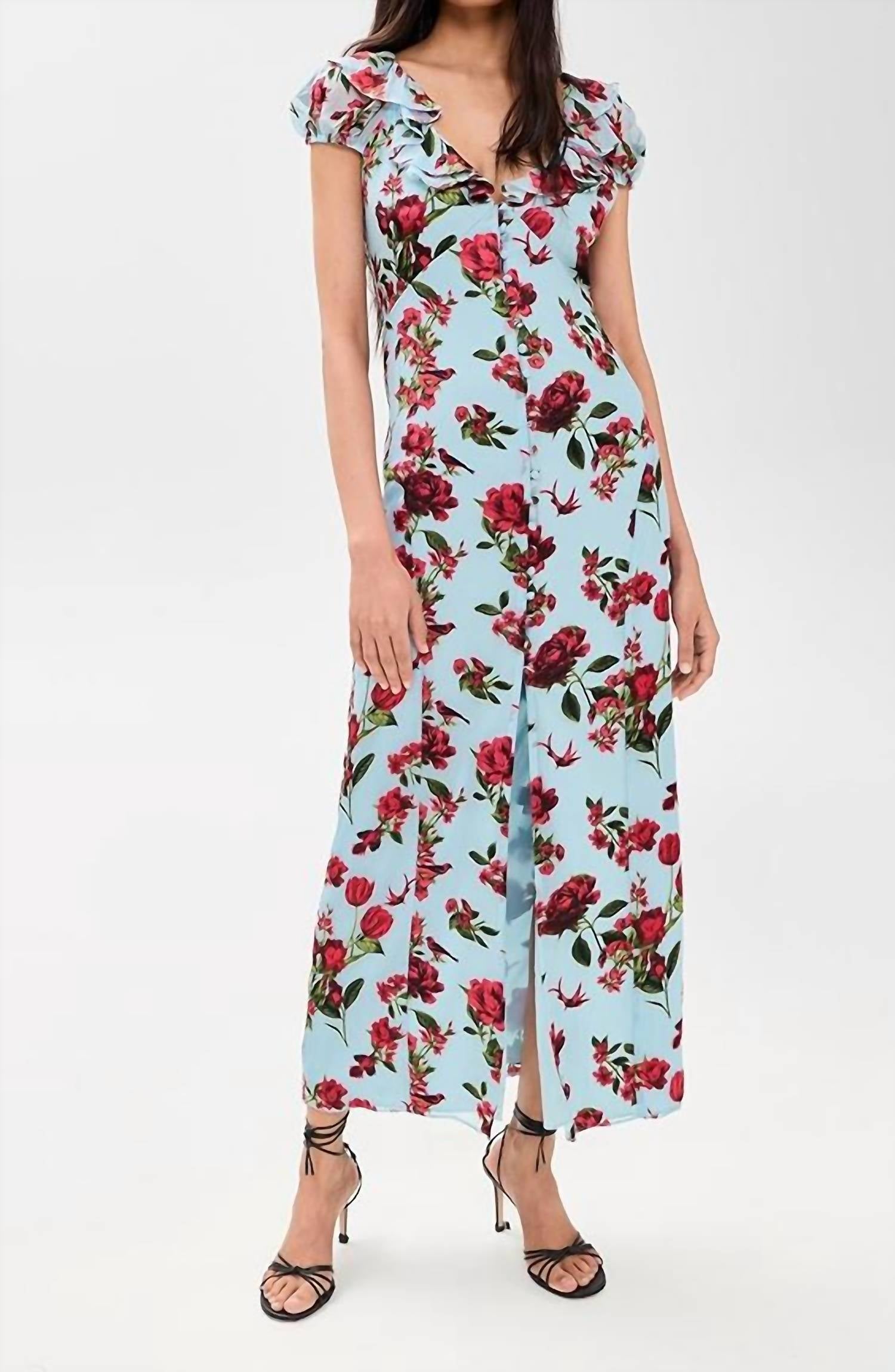Alice + Olivia - Tara Ruffle Slip Midi Dress