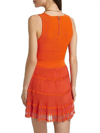 Milly - Sheer Knit Flare Mini Dress