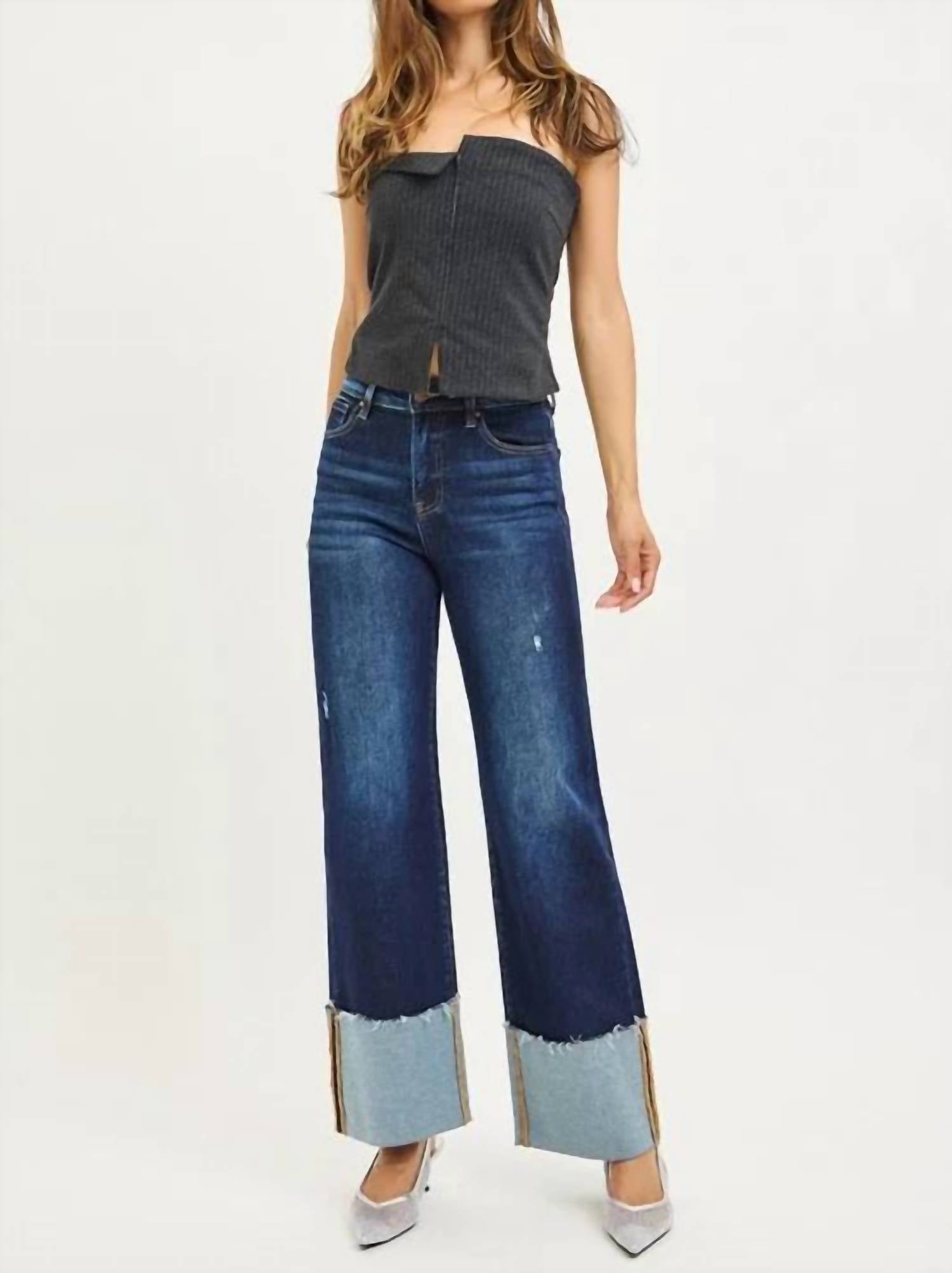Risen - High Rise Wide Cuff Jeans