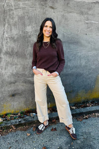Flying Monkey - High Rise Side Panel Crop Cuffed Barrel Jeans