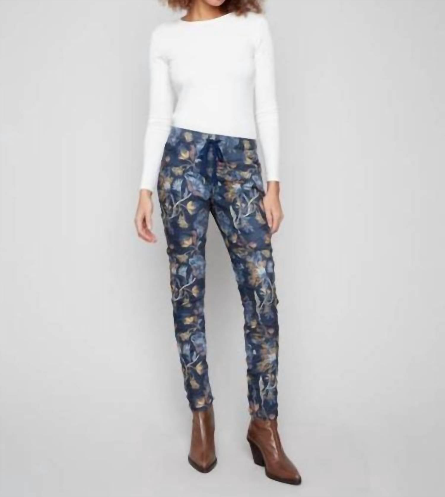 Charlie B - Printed Crinkle Suede Pull On Jogger Pants