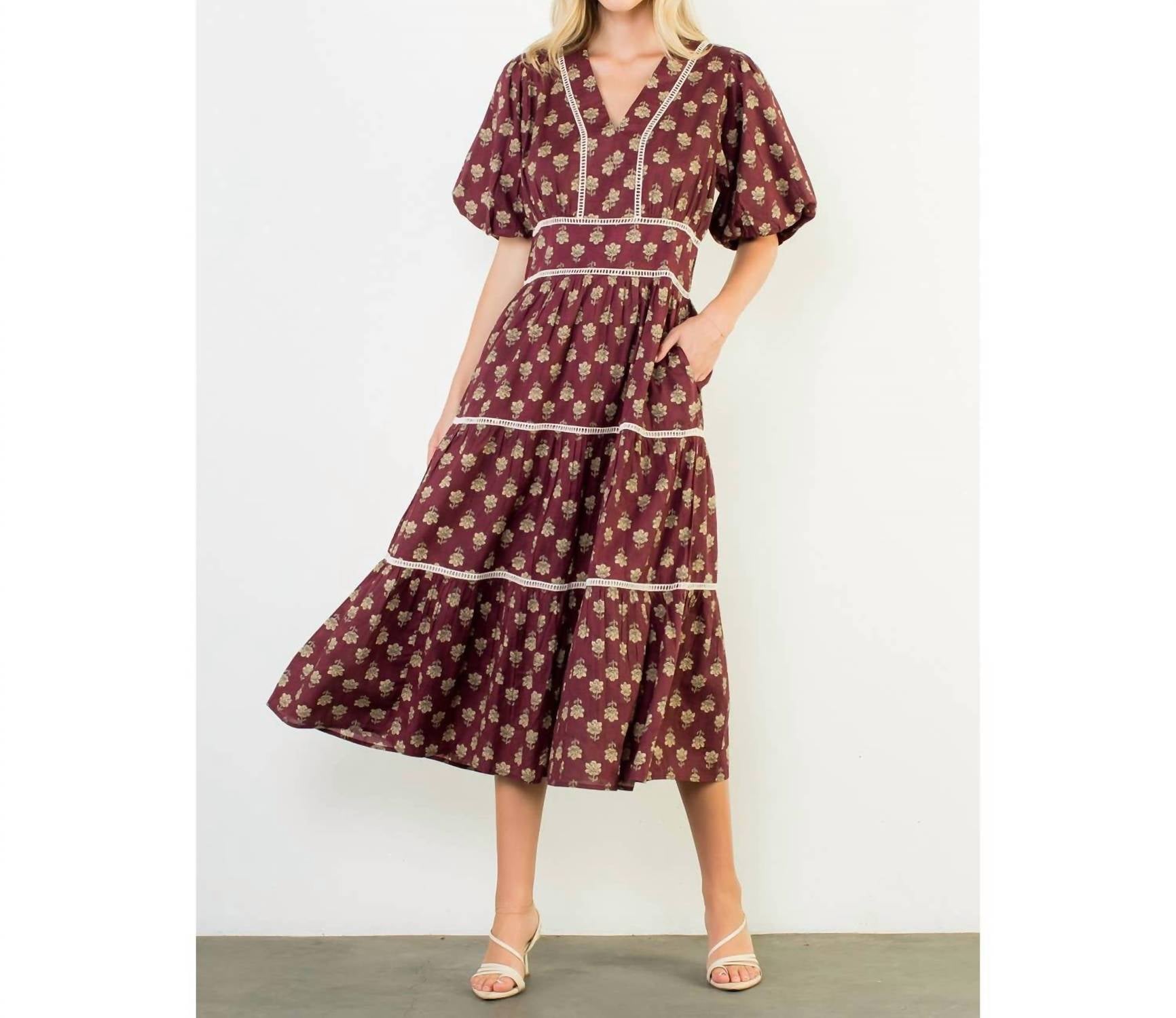 Thml - Puff Sleeve Tiered Print Dress