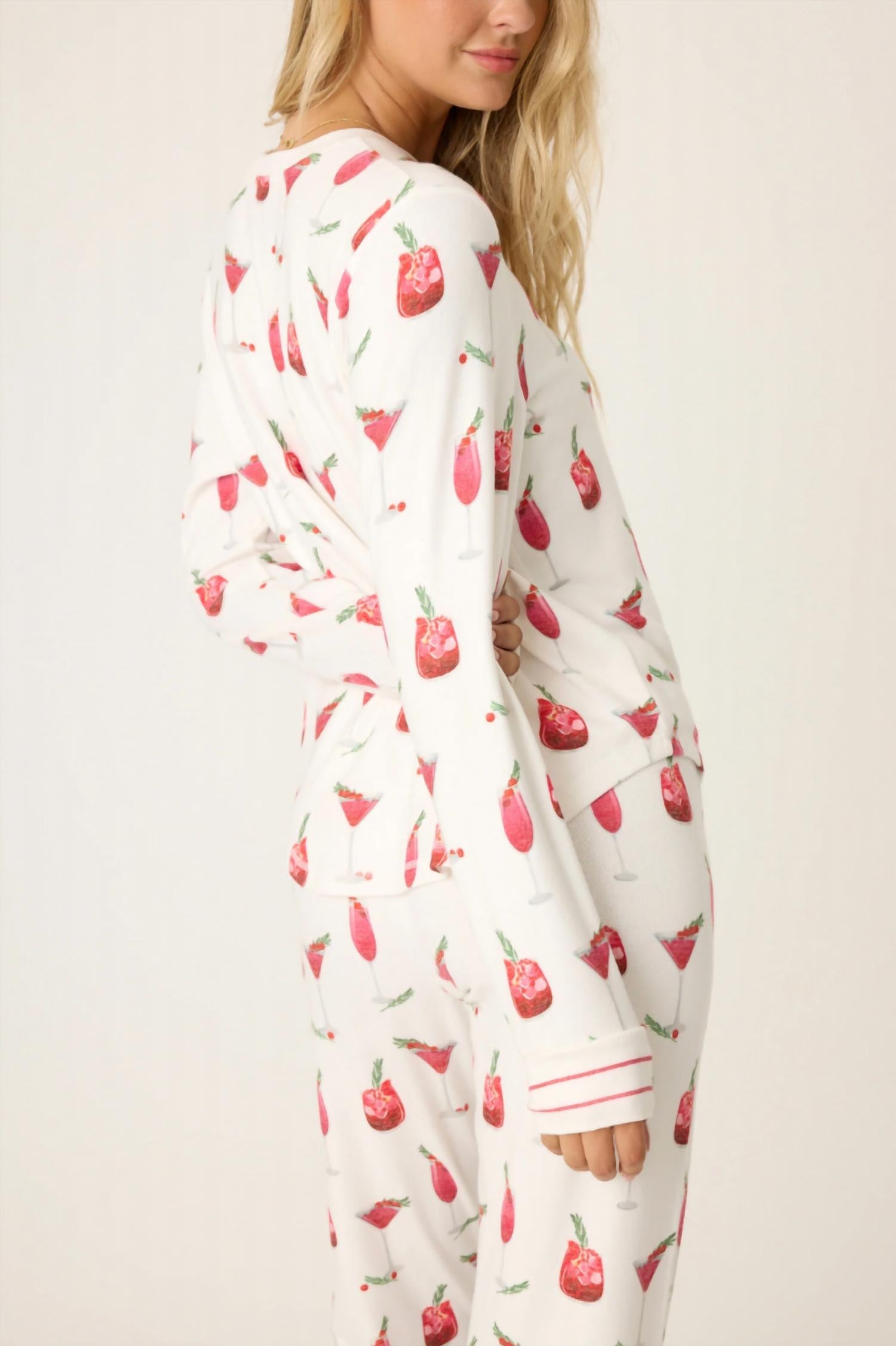Pj Salvage - Long Sleeve Cranberry Cocktails Top