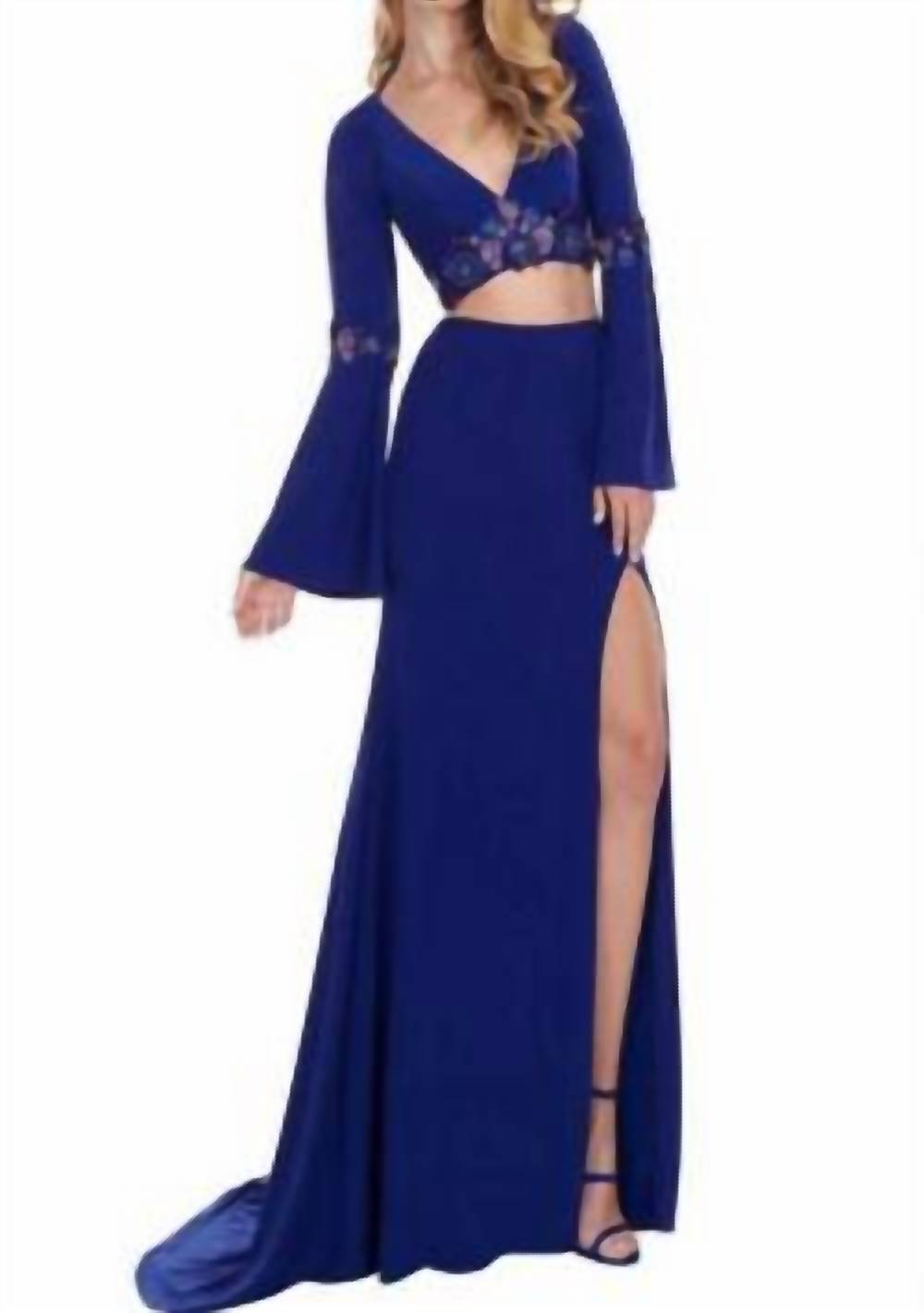 Long sleeve 2 piece prom dress