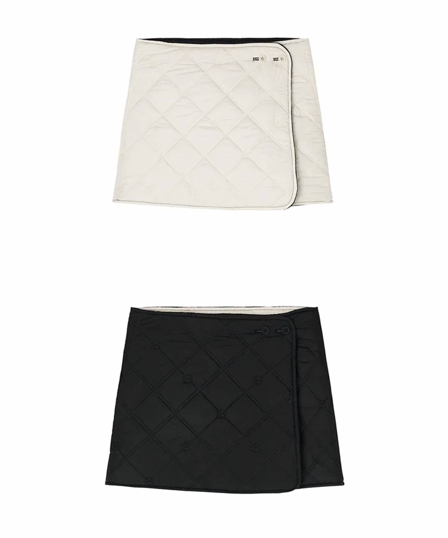 Posherd - Logo Quilted Reversible Padded Wrap Skirt
