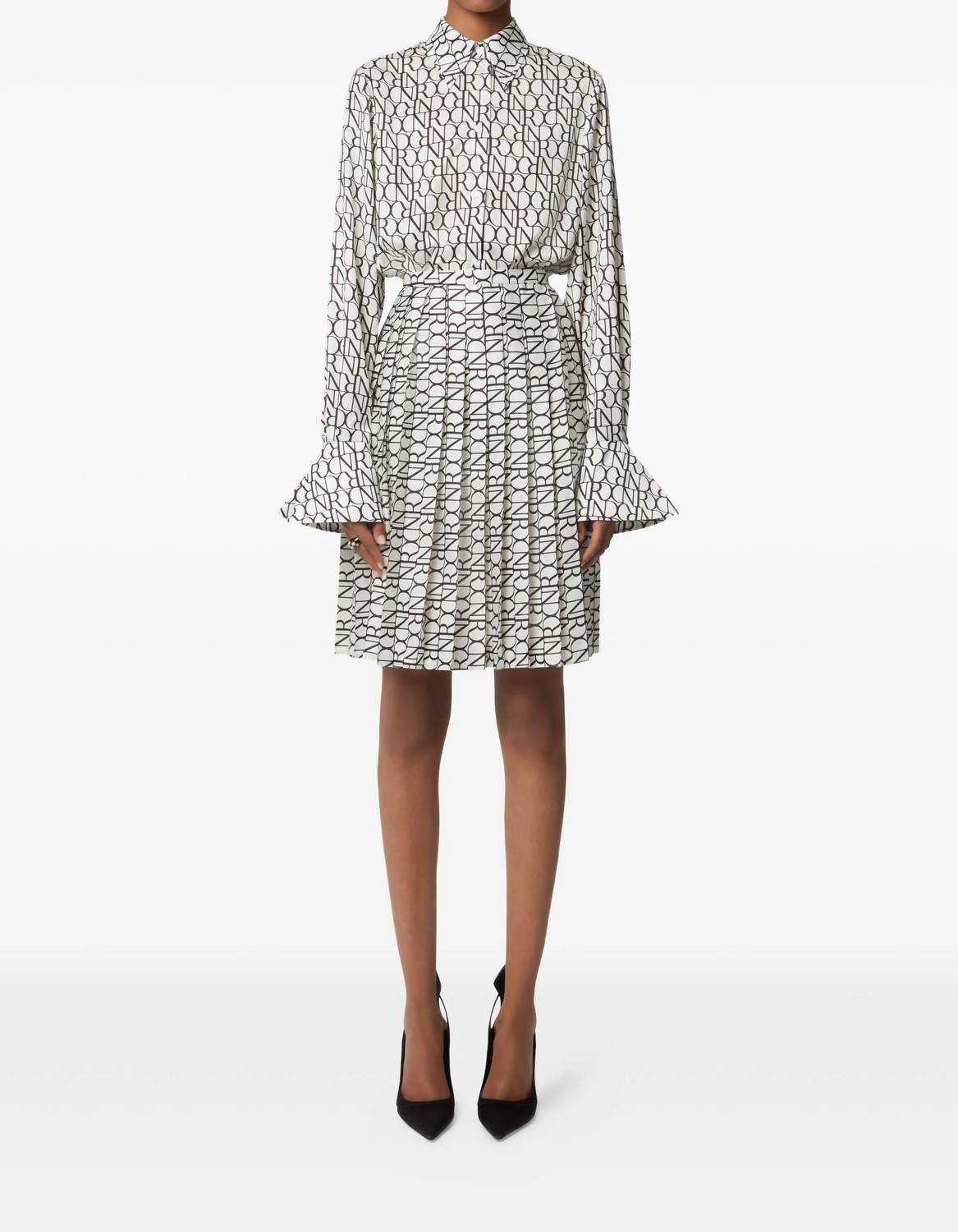 Nina Ricci - All Over Logo Pleated Mini Skirt