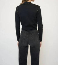 Central Park West Crystal Knit Blazer in black 1 - women's jacket - alternate view