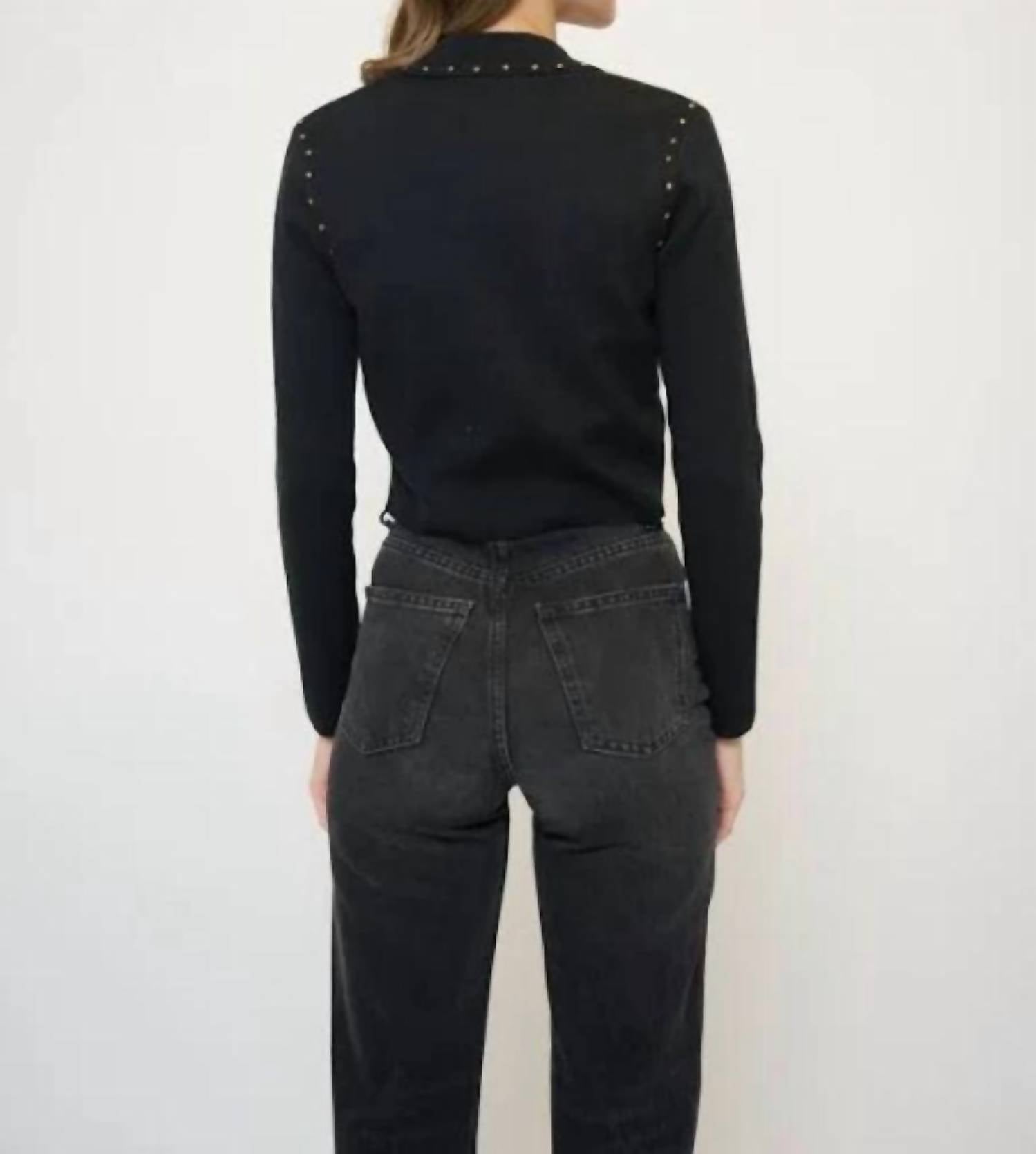 Central Park West Crystal Knit Blazer in black 1 - women's jacket - alternate view