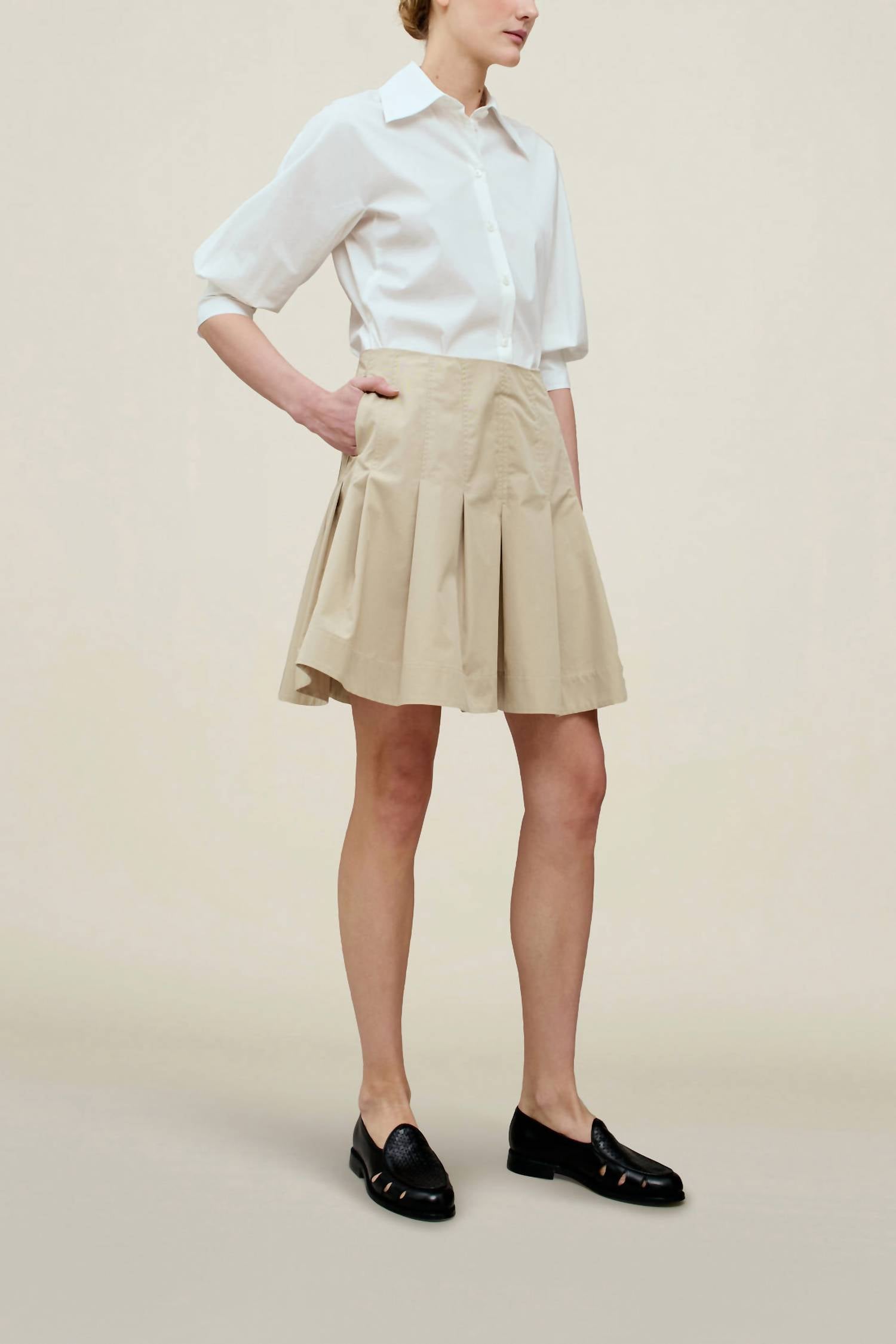 KALLMEYER Sutton Pleated Skirt in oyster - women's skirt - view 4
