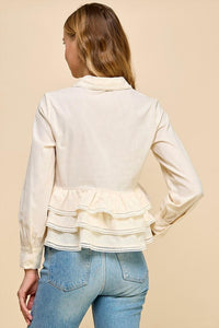 TCEC Ruffle Blouse in white - women's blouse - alternate view
