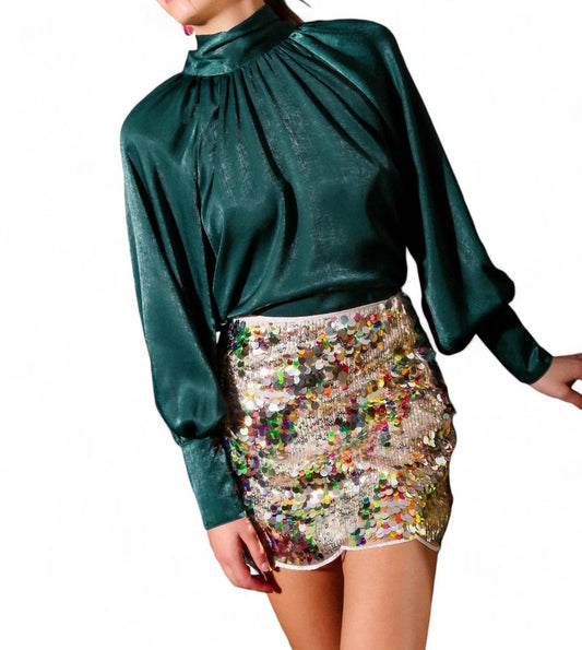 Umgee - SEQUIN WAVE HEM SKIRT