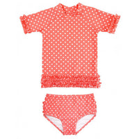 Rufflebutts - Girls' Polka Dot Ruffled Rash Guard Swim Set