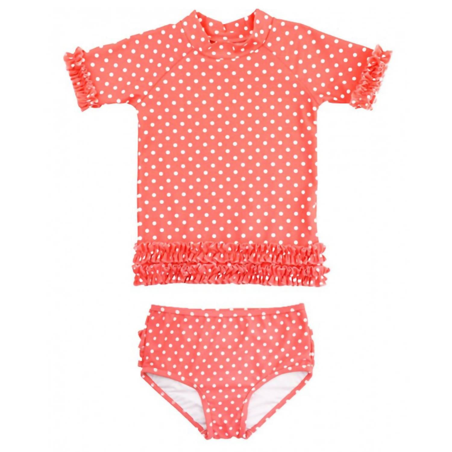 Rufflebutts - Girls' Polka Dot Ruffled Rash Guard Swim Set