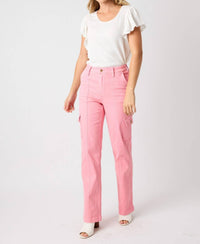Judy Blue - High Waist Garment Dyed Straight Cargo Pants