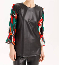 Isle - Trey Leather Tulip Cuffs Top
