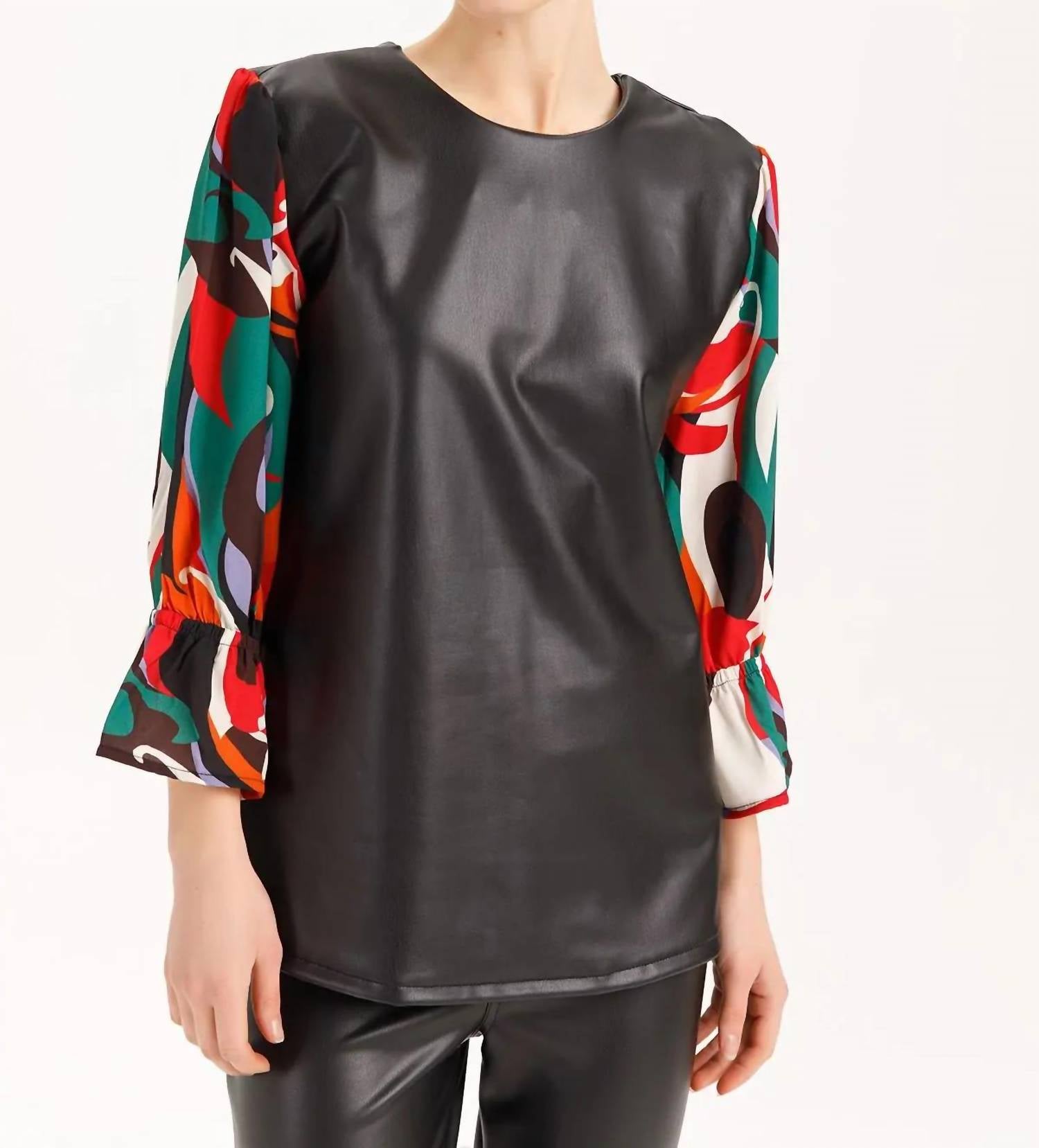 Isle - Trey Leather Tulip Cuffs Top