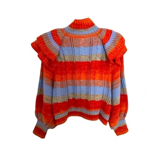 Something Navy - Ruffle Mock Neck Sweater