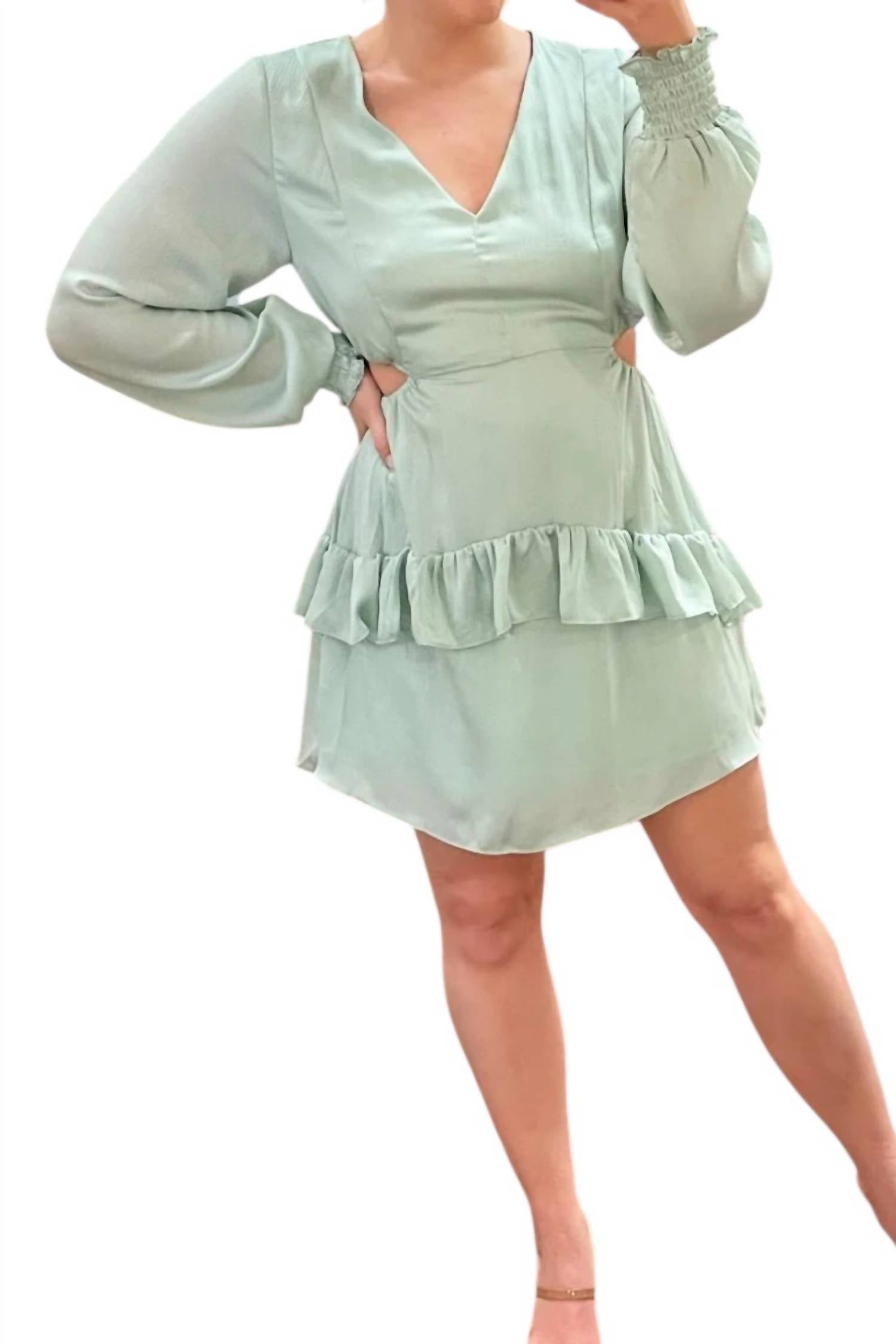 Peach Love - Ruffled Cut Out Mini Dress