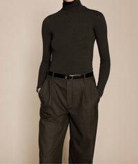Sold Out NYC Turtleneck Long Sleeves Top in charcoal - women's sweater - detail view
