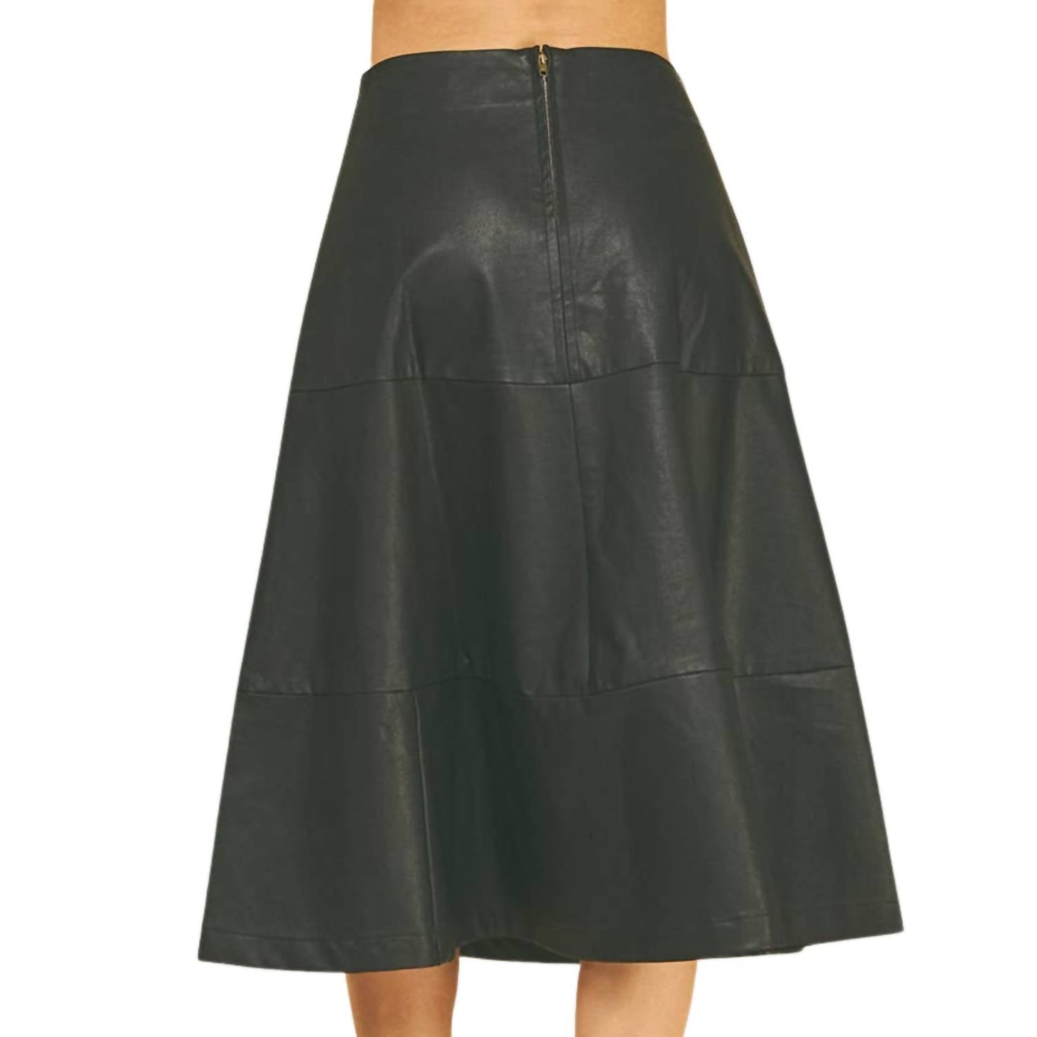 PINCH Tiered Leather A-line Skirt in black - women's skirt - view 4