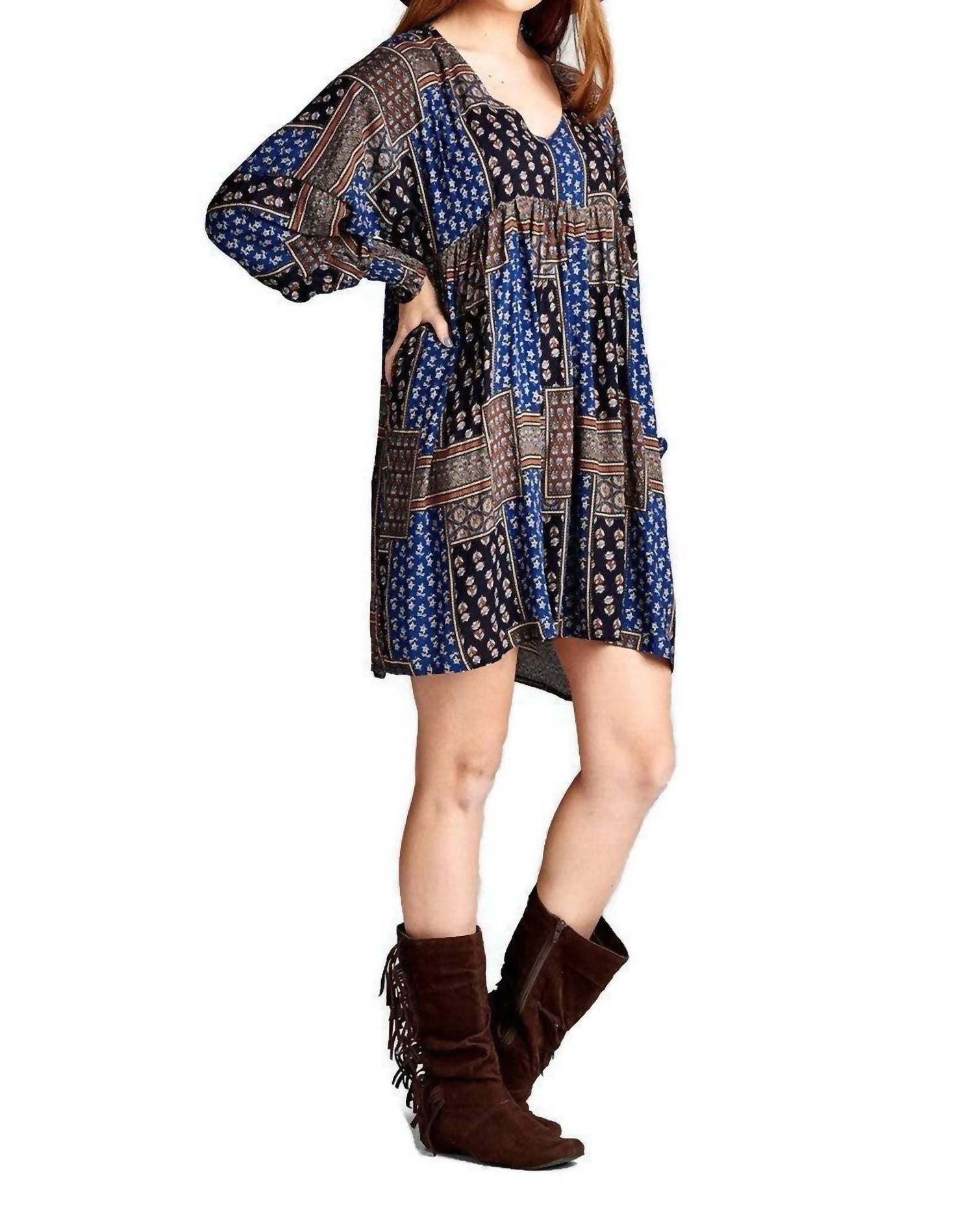 Velzera - Baby Doll Color Block Mini Dress