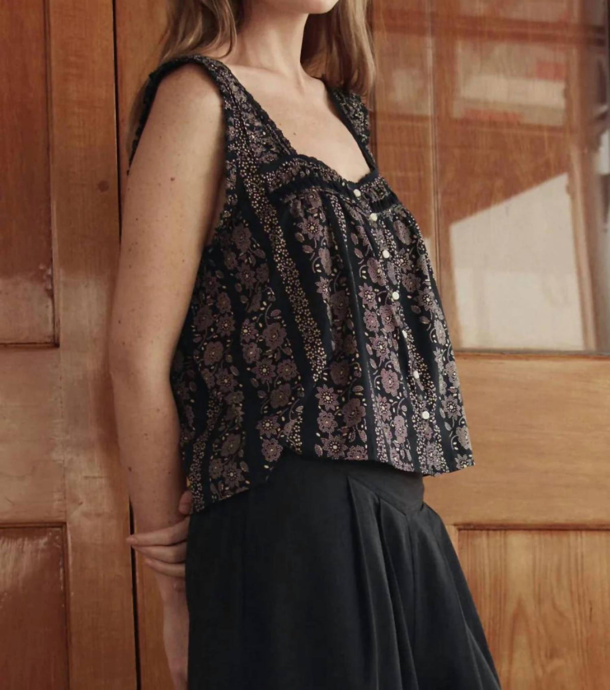 The Great. - Victorian Pleat Tank Top