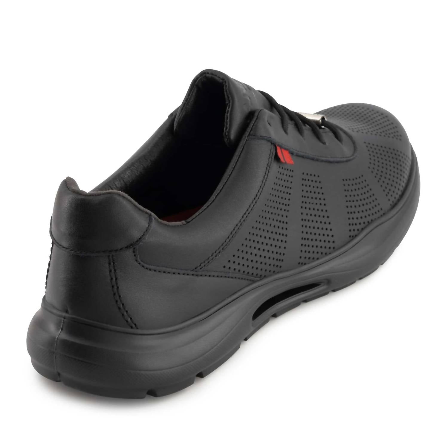 Andrea Men's Leather Upper Rubber Sole Oxford Shoes in black - men's shoe - detail view