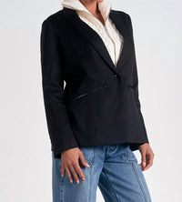 ELAN Celine Blazer-sweater in black - women's jacket - alternate view