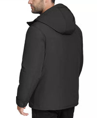 COLE HAAN Down Puffer Insulated Hooded Full Zip Jacket in black - men's jacket - detail view