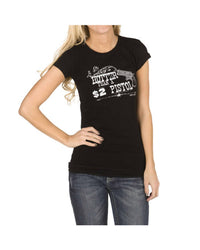 Cowgirl Justice Hotter Than A $2 Pistol Tee in black - women's t-shirt - detail view