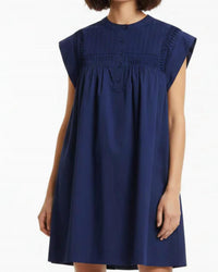 She + Sky - Drop Shoulder Pintuck Detail Mini Dress