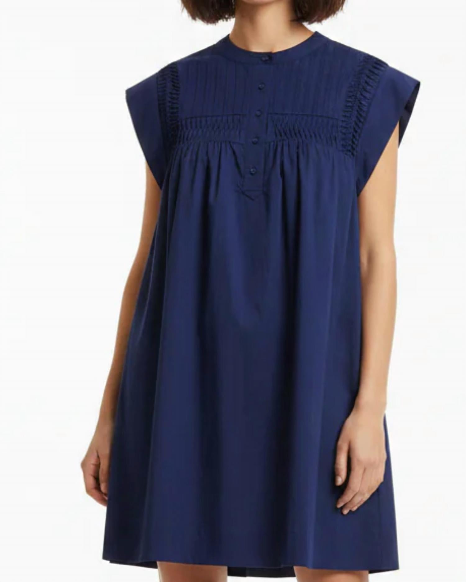 She + Sky - Drop Shoulder Pintuck Detail Mini Dress
