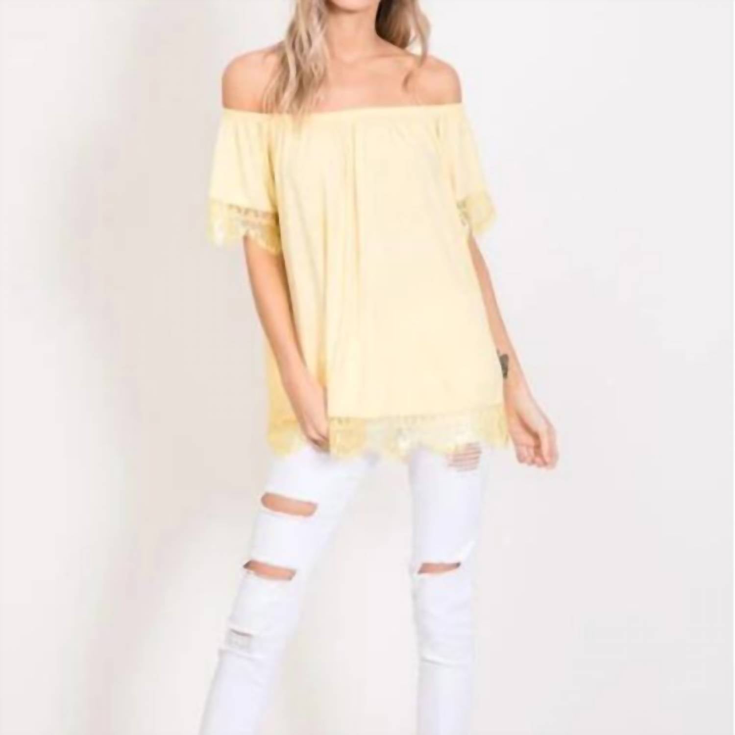 Hailey & Co - Off Shoulder Lace Detail Top