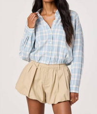 ASTR Jensen Plaid Button-down Shirt in blue - women's shirt