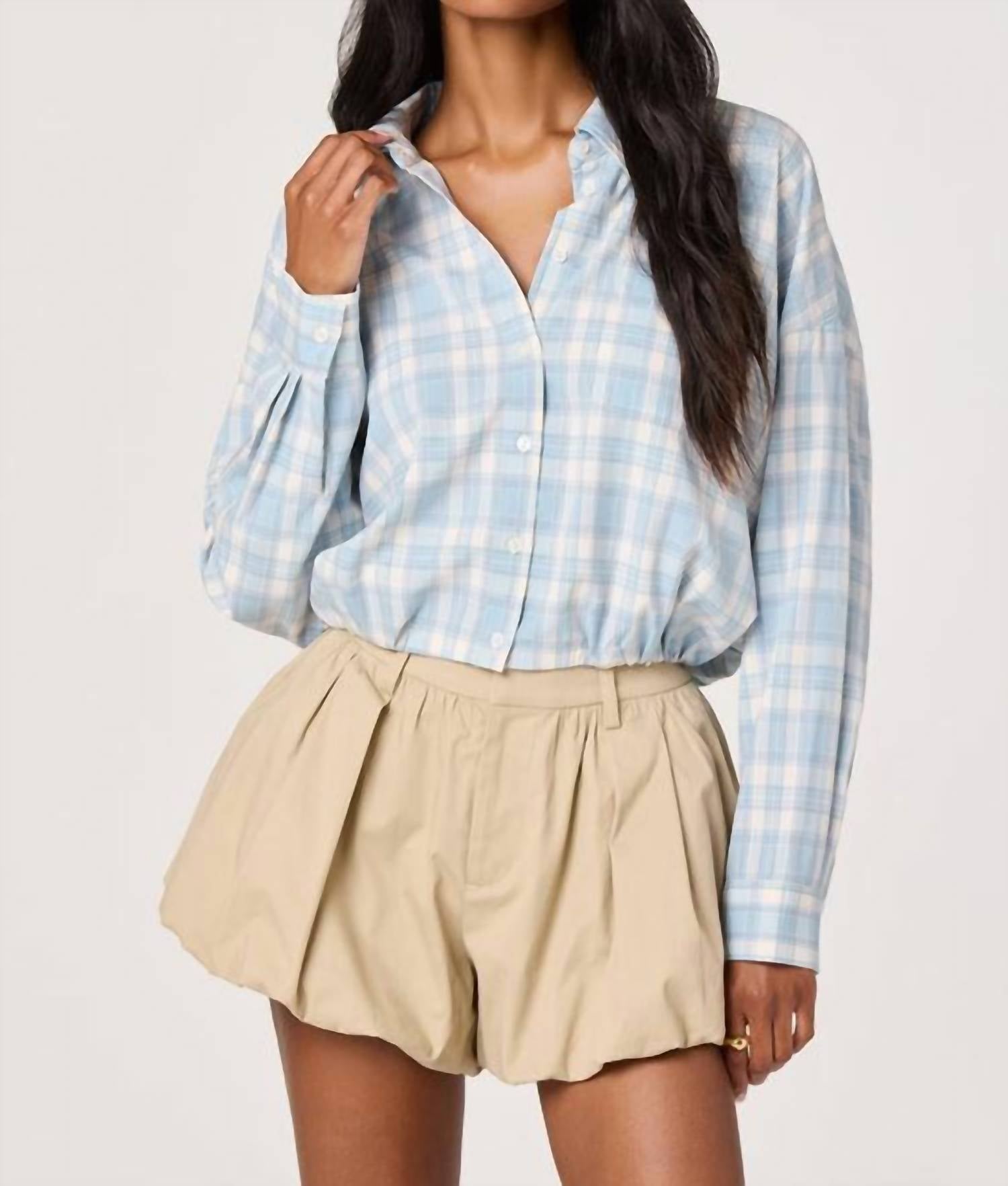 ASTR Jensen Plaid Button-down Shirt in blue - women's shirt