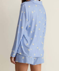 Z Supply Snuggle PJ Top in ice blue - women's intimate - detail view