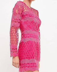 Endless Rose - Long Sleeve Crochet Mini Dress