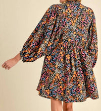 Jodifl Luna Knee Length Dress in black floral - women's dress - detail view