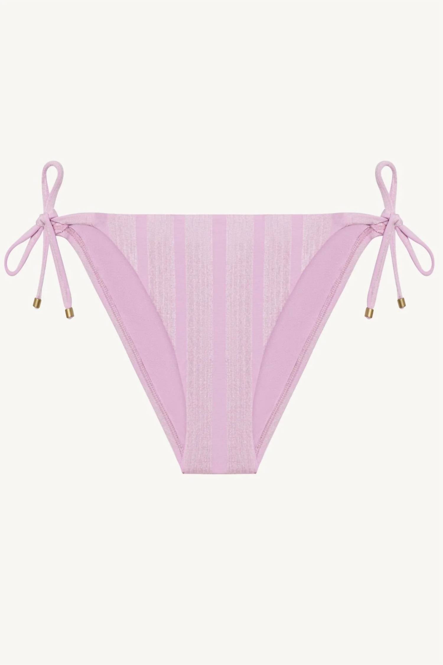 Vitamin A Elle Tie Side Bikini Bottom in orchid shiny stripe - women's swimwear - alternate view