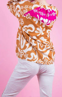 Gigi Moda - Two-Tone Aloha Print Shirt