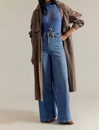Free People Kellee High Rise Palazzo Jeans in plaza blue - women's jeans